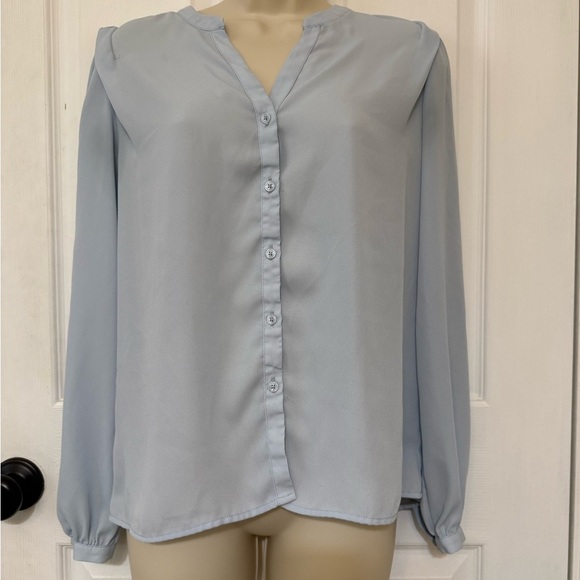 Ann Taylor Factory Powder Blue Blouse Office Workwear Top XS - Picture 3 of 4